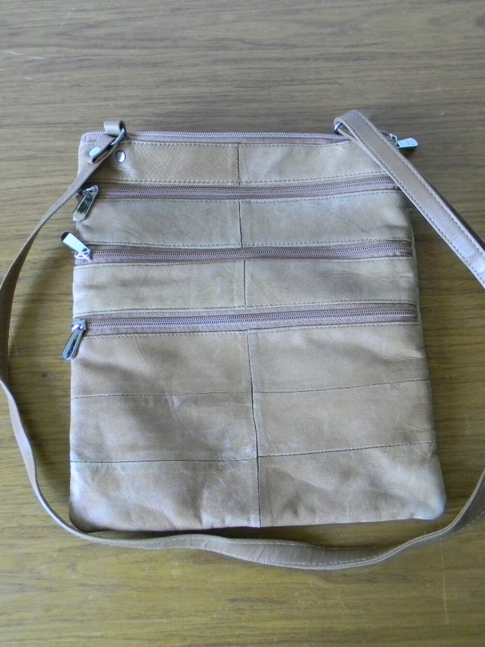 Sac bandoulière beige avec beaucoup de pochettes, 12 * 10 Pouces